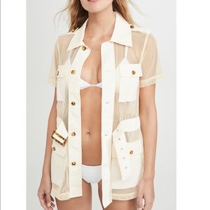 Solid and striped safari dress